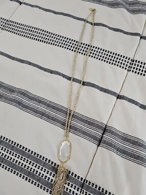 Kendra Scott Gold-Tone Necklace with White Pendant and Tassel